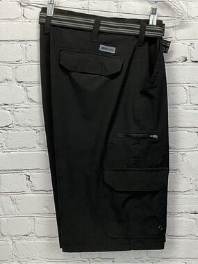 Iron Co Cargo Shorts Men's Size 32 Black Belted Outdoor Hiking Pockets Travel